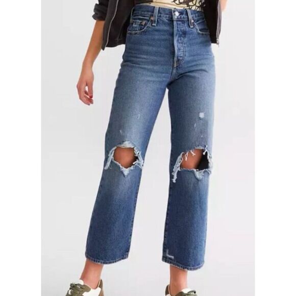 Levi's Super High Rise 24x27 Ribcage Ankle Straight Jean in  Feeling Seen - Picture 1 of 7